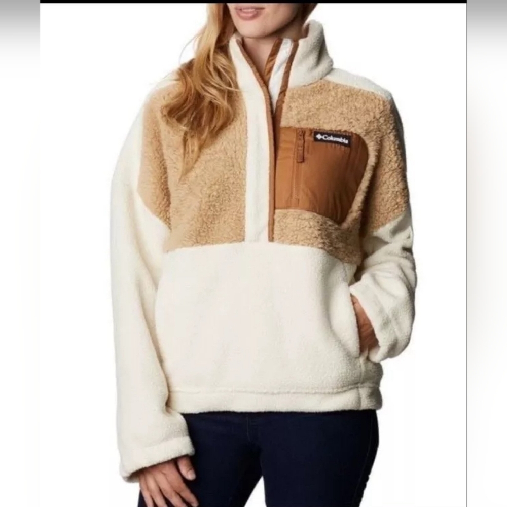 Columbia Chalk Beach  Relaxed Fit Snap Fleece w/ Pouch & Top Pockets M  NWT